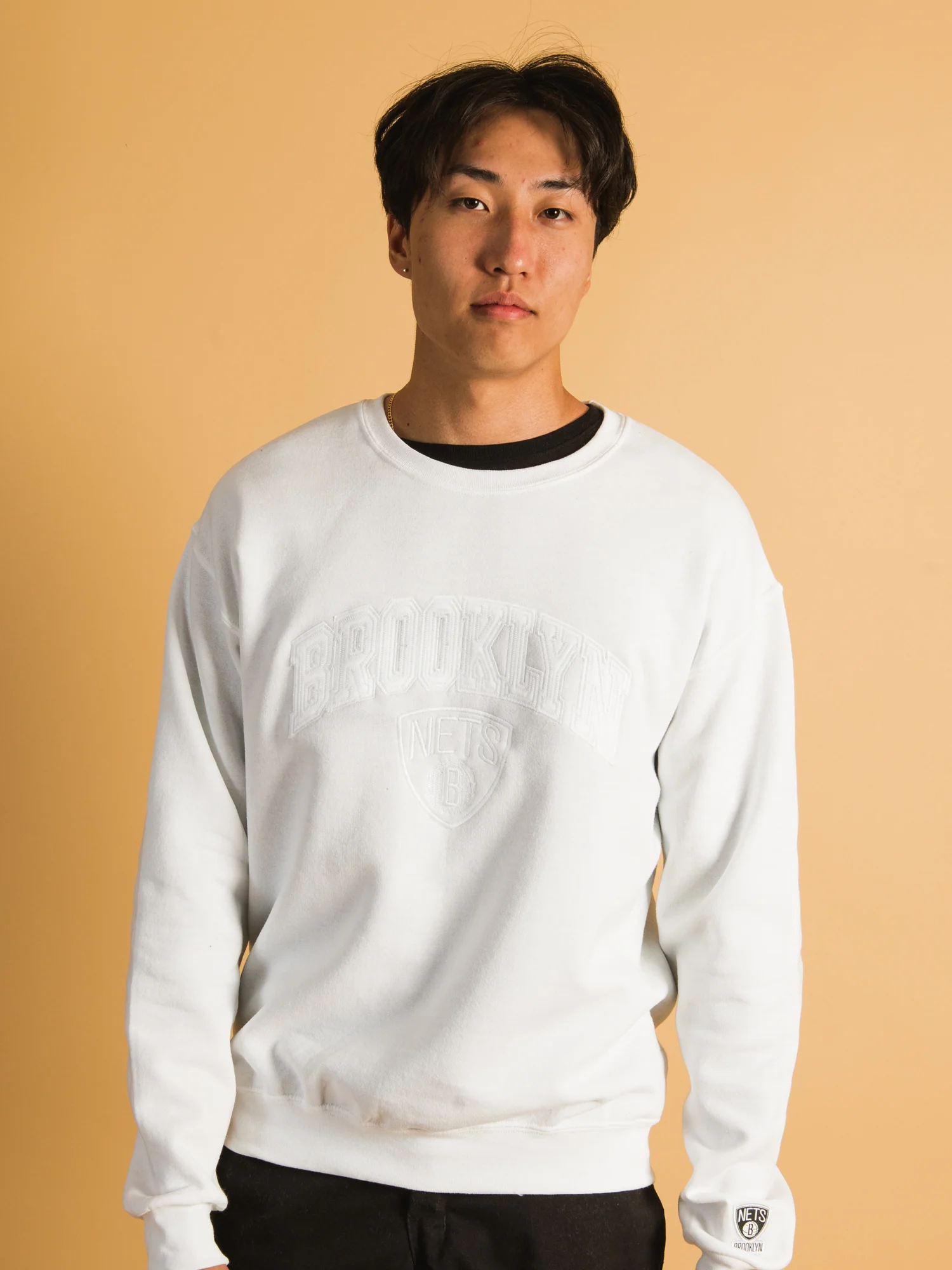 NBA BROOKLYN NETS TONAL EMBROIDERED CREW - CLEARANCE - Image 4