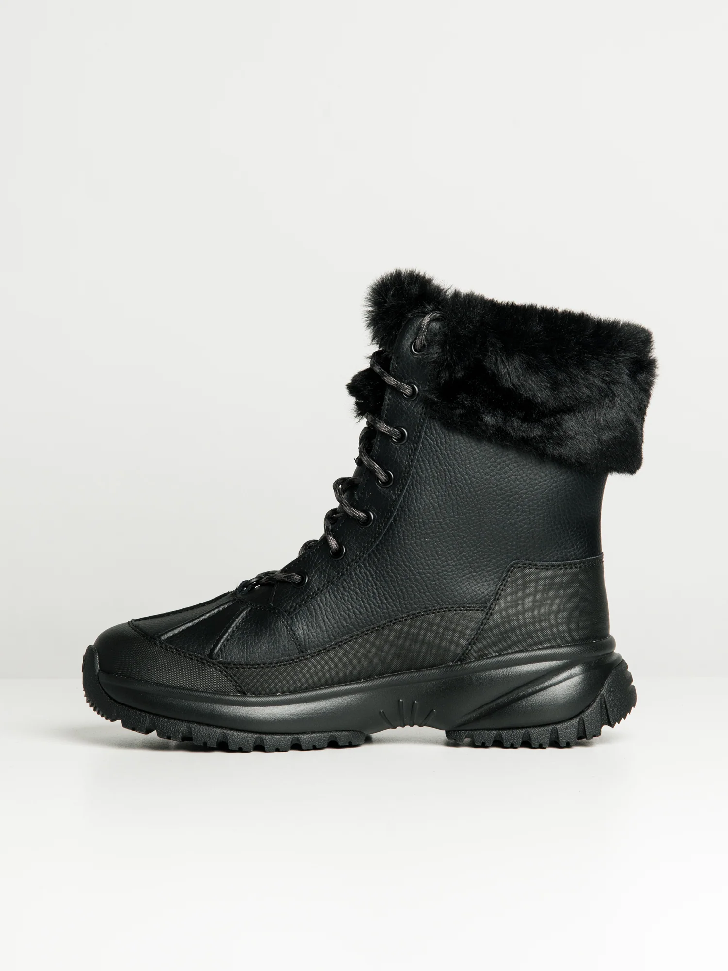 WOMENS UGG YOSE FLUFF BOOT - BLACK - Image 4